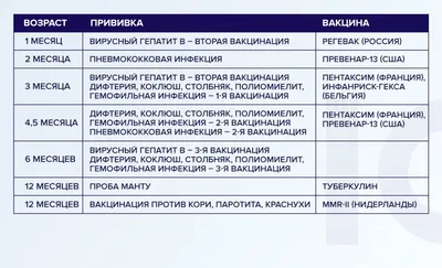 Календарь прививок детям, график вакцинации детей