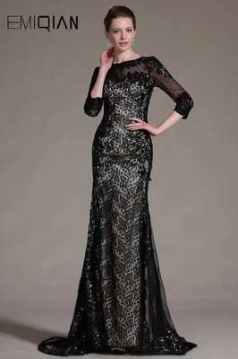 Вечернее платье из бархатной ткани макси (черный)