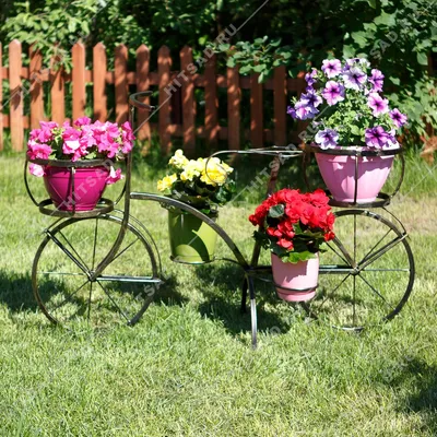 Садовая цветочница для 4-х кашпо Велосипед 53-605 металл купить за 7 800  руб. ЦЕНА Снижена - Зимние скидки на Подставка для цветов Велосипед