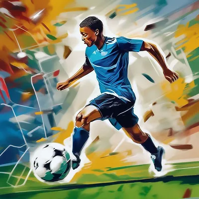 Футбол с мячом, футболисты, …» — создано в Шедевруме