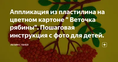 Аппликация ветка рябины из цветной бумаги, пластилина - осенняя поделка для  детей