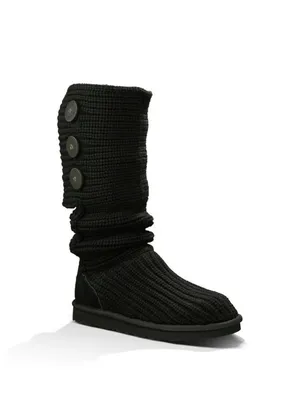 UGG Australia Classic Cardy Black Угги вязаные черные с тремя пуговицами |угги  вязаные| купить вязаные летние угги | UGG