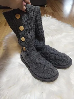 UGG Australia Classic Cardy Black Угги вязаные черные с тремя пуговицами |угги  вязаные| купить вязаные летние угги | UGG