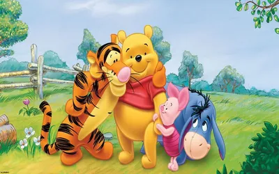 Обои на рабочий стол Винни-Пух /. Winnie-the-Pooh и его друзья на поляне,  обои для рабочего стола, скачать обои, обои бесплатно