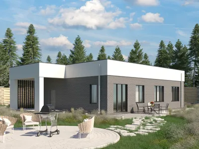 Проект одноэтажного дома из газобетона с плоской крышей SDT-130-1G.G —  Гарушин Игорь — инженер-проектировщик