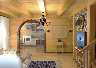 Внутренняя отделка дома из бруса: примеры дизайна, варианты и цена отделки  в Москве, фото