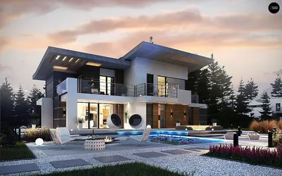 Проект 2-этажного дома с двухместным гаражом и террасой до 250 м2 НОРД.