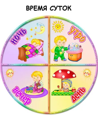 Время суток (картинки для детей) | Дошкольные проекты, Дошкольные учебные  мероприятия, Развивающие упражнения