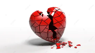 разбитое сердце в трехмерном красном сердце разбито на белом фоне без  символа любви, разбитое сердце, знак любви, сердце 3д фон картинки и Фото  для бесплатной загрузки