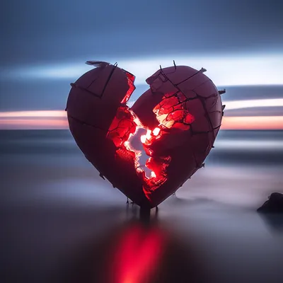 Разбитое сердце сшитое из двух частей на деревянном фоне :: Стоковая  фотография :: Pixel-Shot Studio