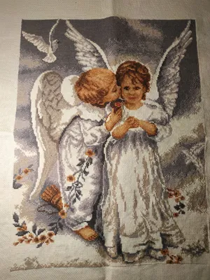 Два ангела вышивка крестом купить в интернет-магазине Ярмарка Мастеров по  цене 5000 ₽ – L3M4ARU | Картины, Санкт-Петербург - доставка по России