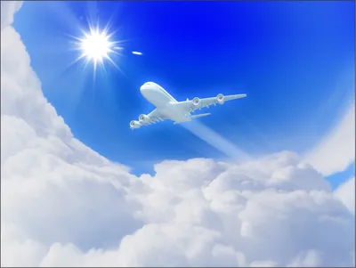 Взлетающий самолёт красивой необычной…» — создано в Шедевруме