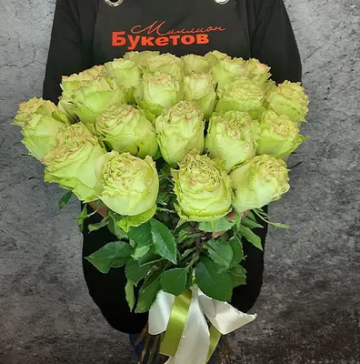 Зеленые розы поштучно от 25 штук - Служба доставки букетов роз в Москве.