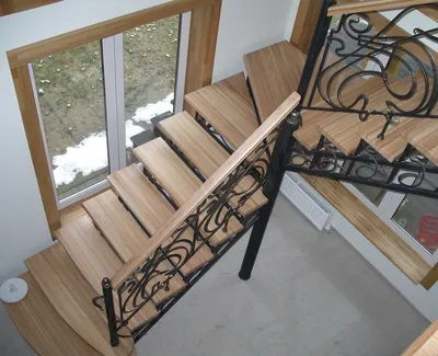 Лестницы на металлокаркасе с деревянными ступенями в Москве купить для дома