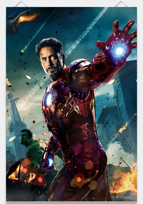 ᐉ Постер Let's Play Мстители Avengers Тони Старк Железный человек Iron Man  и Халк Hulk Брюс Беннер Супергерои MARVEL 90х61 см