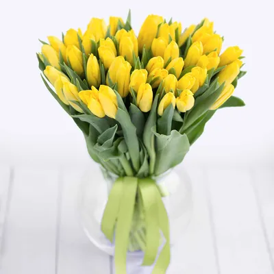 Желтые тюльпаны поштучно от /шт. Купить цветы.