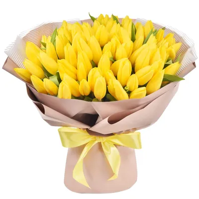 Букет из желтых голландских тюльпанов купить недорого, доставка - магазин  цветов Абари в Омске