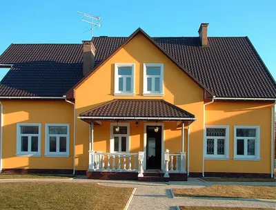 Оранжевый фасад дома | Фасады домов, Фасад, Дом