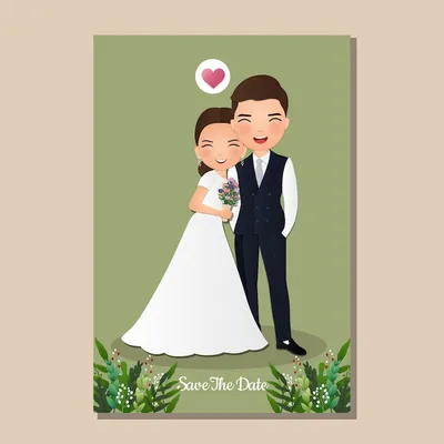 Плакат для пожеланий на свадьбу в мультяшном стиле