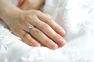 Изображение обручального кольца на женской руке в формате JPG