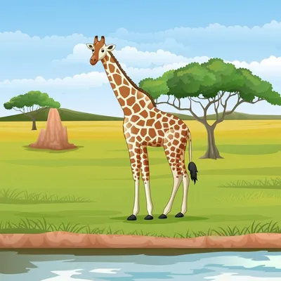 Мультяшный жираф на белом фоне | Премиум векторы