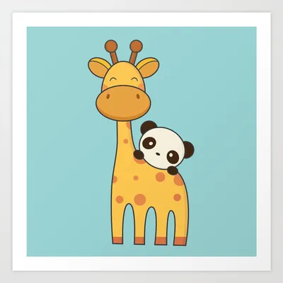 милые мультяшные жирафы с красочными воздушными шарами Иллюстрация вектора  - иллюстрации насчитывающей годовщина, приветствие: 222297721