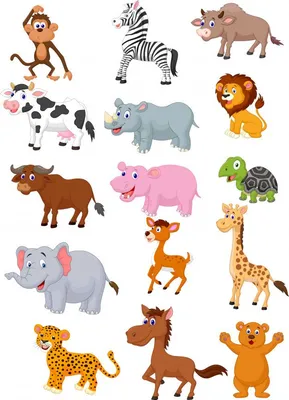 Коллекция мультяшных животных | Премиум векторы | Картинки домашних животных,  Животные зоопарка, Фотографии животных