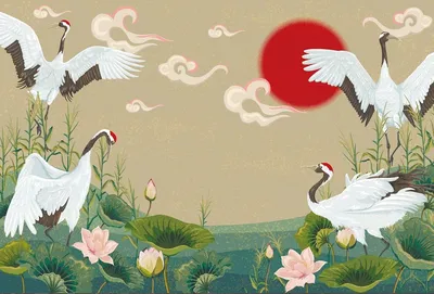 Картина журавли на холсте много птиц Журавль на красном фоне Необычная  картина (ID#1834330631), цена: 557 ₴, купить на Prom.ua