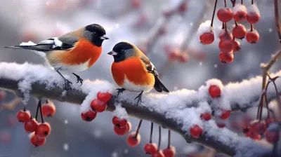 Зимние птицы hd 8k обои стоковая фотография | Премиум Фото