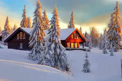 Красивые дома зимой (59 фото) - 59 фото