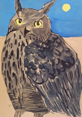 Картина Мудрая сова. Звери. Птицы. Акварель для детской #7900 | Арт галерея  GMOT