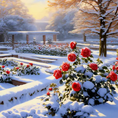 Купить картину Зимние розы на фоне пейзажа , Вильямс, Альберт в Украине |  Фото и репродукция картины на холсте в интернет магазине Макросвит