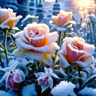 Зимний сад, замёрзшие розы чайные…» — создано в Шедевруме