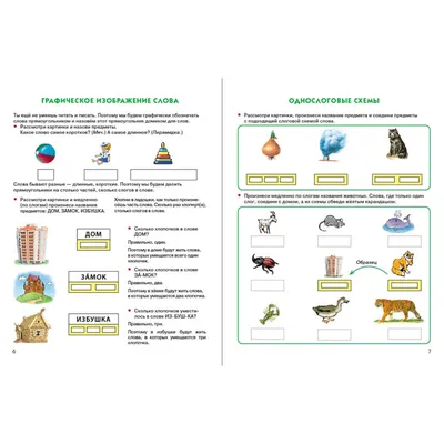 Схемы слов для учеников 1 класса в картинках. Наглядное пособие.